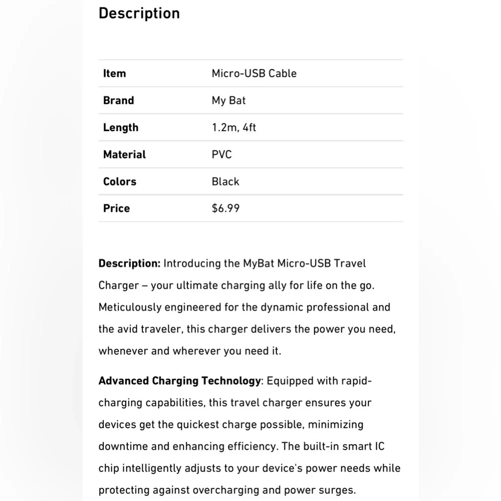 MyBat Micro-USB Travel Charger With IC Chips 